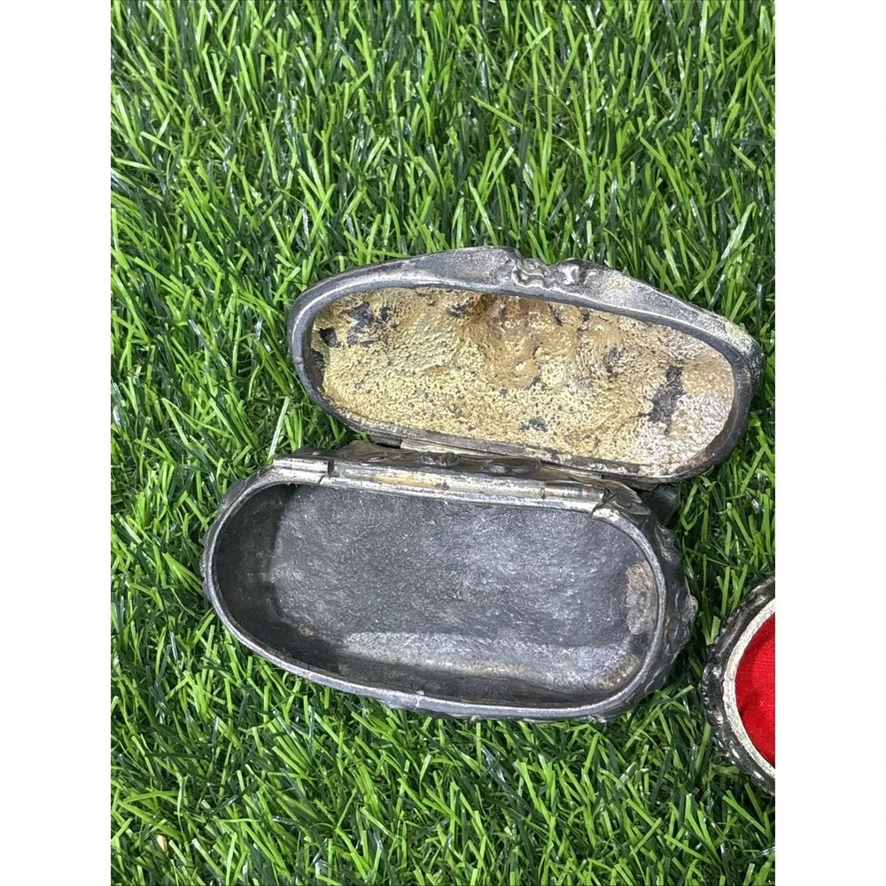 Vintage‎ Metal Trinket Box Lot 2 Floral Jewelry Box Decor
